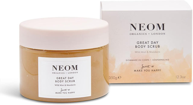 NEOM- Great Day Body Scrub | Luxury Body Scrub with Organic Sugar, Vitamin E & Jojoba Oil | Wild Mint & Mandarin Fragrance | Scent To Make You Happy.