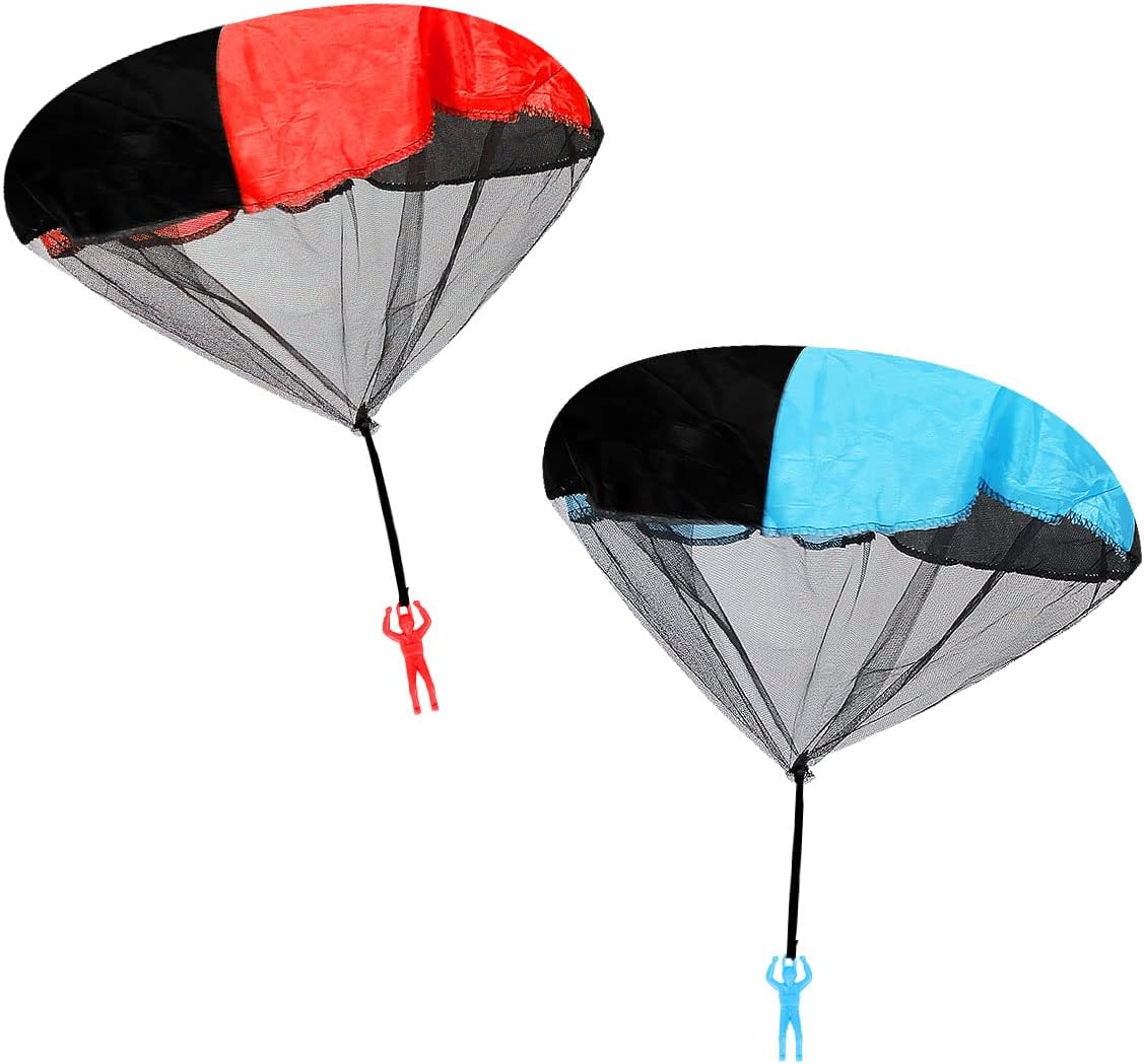 Jagowa 2 Pack Parachute Toy Soldiers - Hand Throwing Army Men for Outdoor Fun - Kids' Paratrooper Flying Toys - Blue & Red - Ideal for Boys and Girls!.