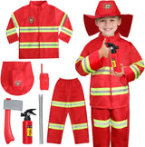 LOYO Kids Role Play Halloween Costumes, Fireman Costume with Firefighter Outfit Toys Accessories for Children.