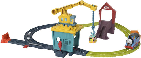 Thomas & Friends Motorized Toy Train Set Fix 'em Up Friends with Carly the Crane, Sandy the Rail Speeder & Thomas for Ages 3+ Years, HDY58.