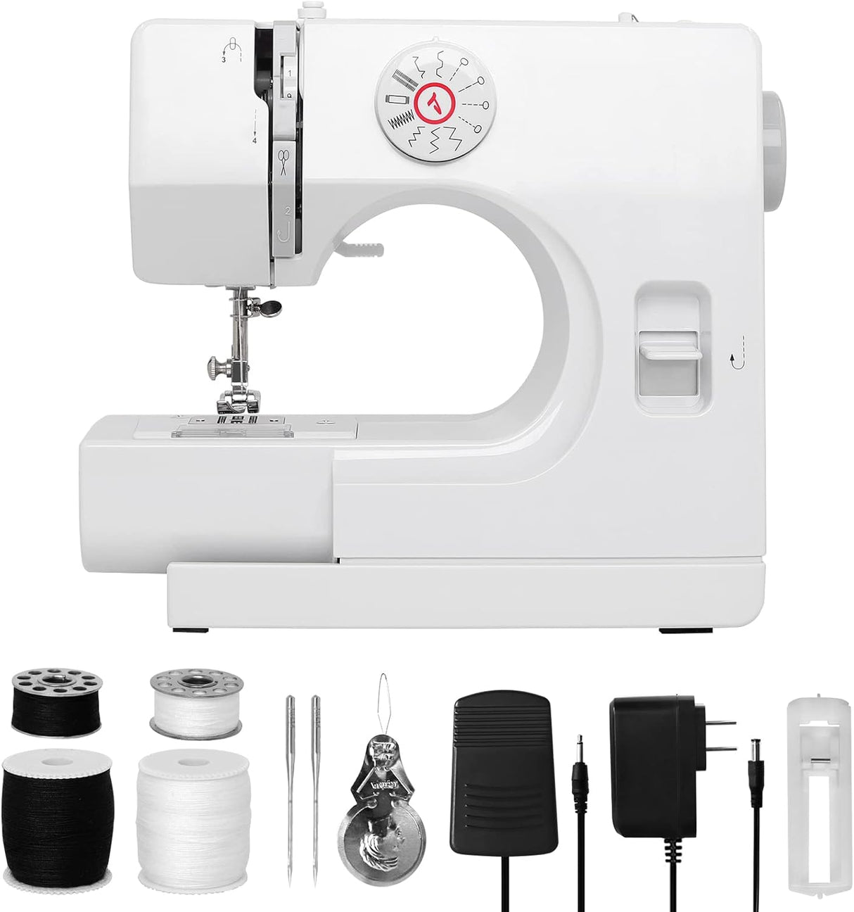 WENMILY Sewing Machine, Multi-function, White With Grey, Plastic, FR047, 2.0 kg.