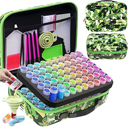 ARTDOT 60 Slots Diamond Art Storage Boxes Kits for Adults, Portable Diamond Painting Accessories and Tools Kit for Bead Organization and Storage