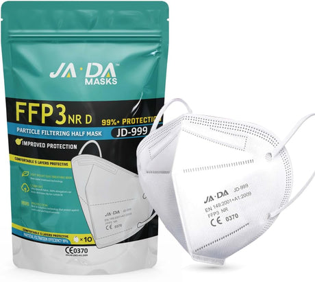 FFP3 Masks Pack of 10 With >99% Filtration Efficiency - Disposable Face Mask UK - Soft And Secure Fit (Packaging may vary).