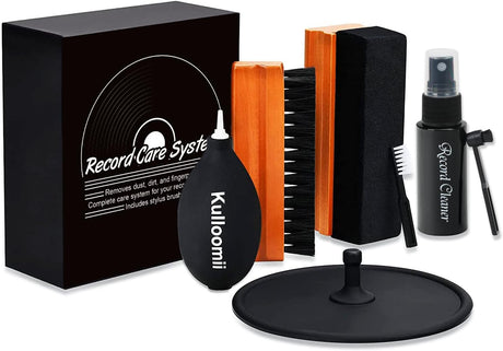 Vinyl Record Cleaner, 7-in-1 Record Cleaning kit - Soft Velvet - Nylon Microfiber Brush - Cleaner Fluid - Label Protector - Air Blower Cleaner - Stylus Brush - Brush for Velvet for Records Albums.