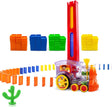 Fltengle Domino Train Toy Set with 120PCS Domino Blocks. Automatic Domino Train for 3 4 5 6 7 8 Years Old Boys and Girls, for Children's Day, Birthday, Christmas, New Year's Day.