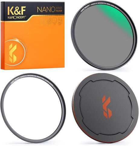 K&F Concept 52mm Magnetic ND8 Lens Filter with Adapter Ring+ Alloy Lens Cap, 3 stops Optical Glass ND for DSLR Cameras (Nano-X Series).