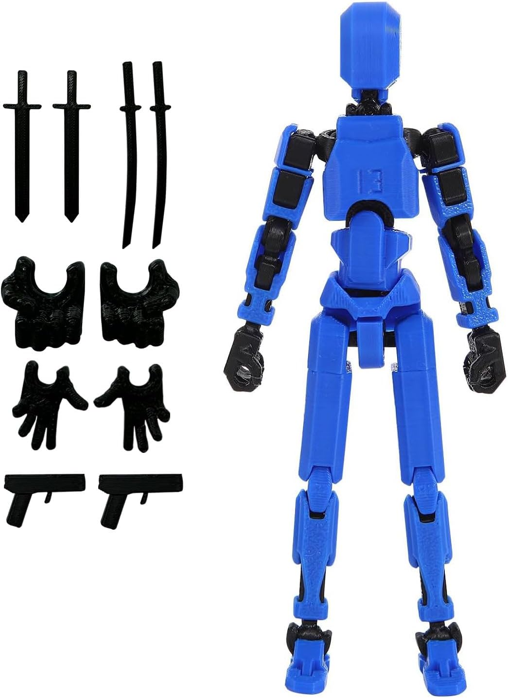 POBEC T13 Figure,Titan 13 Action Figure,T13 Action Figure,Multi-Jointed Movable Robot with 3D Printed Mannequin - Lucky 13 Action Figures Toys for Game Lovers (Blue Black).