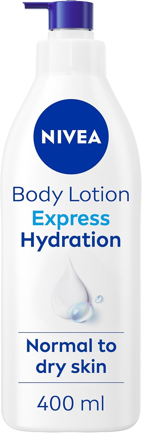 NIVEA Express Hydration Body Lotion (400ml), Fast Absorbing 72H Hydration NIVEA Moisturiser for Dry Skin Made with Deep Moisture Serum and Sea Minerals, Smooth Skin NIVEA Body Lotion.