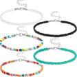 MEITREND Beaded Necklaces Choker Small Beady Necklaces,5PCS Boho Layered Necklaces Colorful Handmade Bead Bohemian Necklace With Adjustable Chain,Exotic Costume Jewellery for Women Girls Holiday.