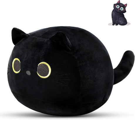 MUFEIRUO 30CM Black Cat Plush Pillow,Black Cat Stuffed Animals,Cute Cat Kitten Plushie for Boys Girls,Kawaii Cat Plush for Cat Lovers,Gift for Boys Girls Kids.