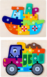 Wooden Jigsaw Puzzles for Toddlers, Truck Wooden Puzzles Toys for 2 3 4 Year Olds Kids, Early Learning Toys Gift for Boys Girls Birthday Christmas (2 Pack).