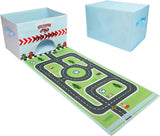 Livememory Toy Car Storage Box - Toy Car Garage Toy Car Box for Boys with Car Rug Play Mat (Not Included Cars).