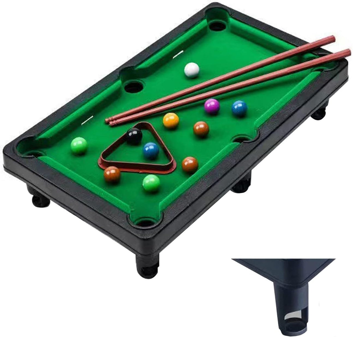 Mini Pool Table Game,Billiards Table Pool Table Set with 11 Balls 2 Cues and 1 Triangle,Portable Games Table Indoor Outdoor Game,Stress Relief Tabletop Snooker Game Set for Adults.