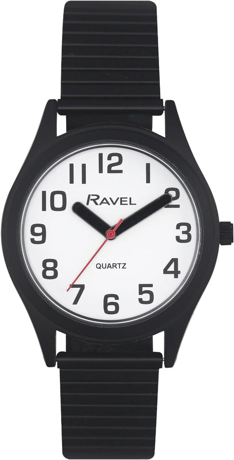 Ravel - Unisex Super Bold Sight Aid Watch with Big Numbers on Stainless Steel Expander Bracelet.