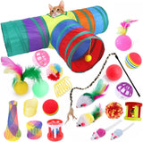 ACNCN 22 Pcs Cat Toys, Kitten Toys Interactive Cat Toys for Indoor Cats, Cat Tunnel Toys Set for Indoor Cats(22PCS Rainbow)