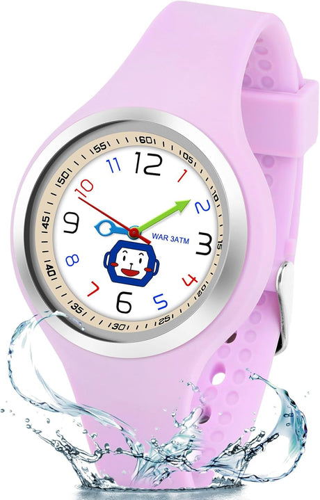 GUUMUXIN Analogue Children's Watches for Boys and Girls Watch for Learning time with Cartoon Pattern dials, 30 metre Waterproof Watch for Children from 6-12 Years Old.