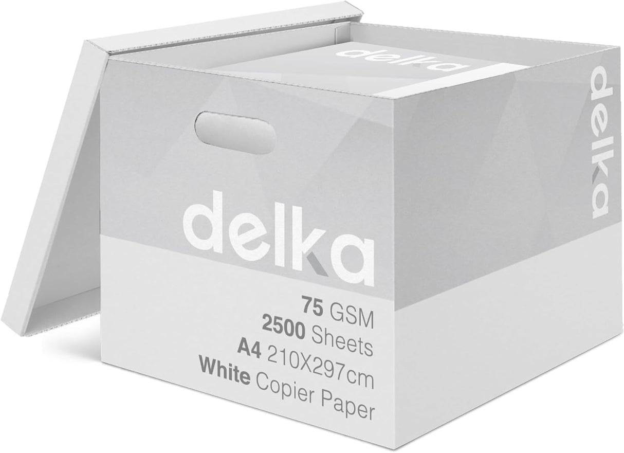 delka Multi-Purpose A4 Printer Paper, 75gsm A4 Paper, 5 Reams, 2500 Count, White (Pack of 5).