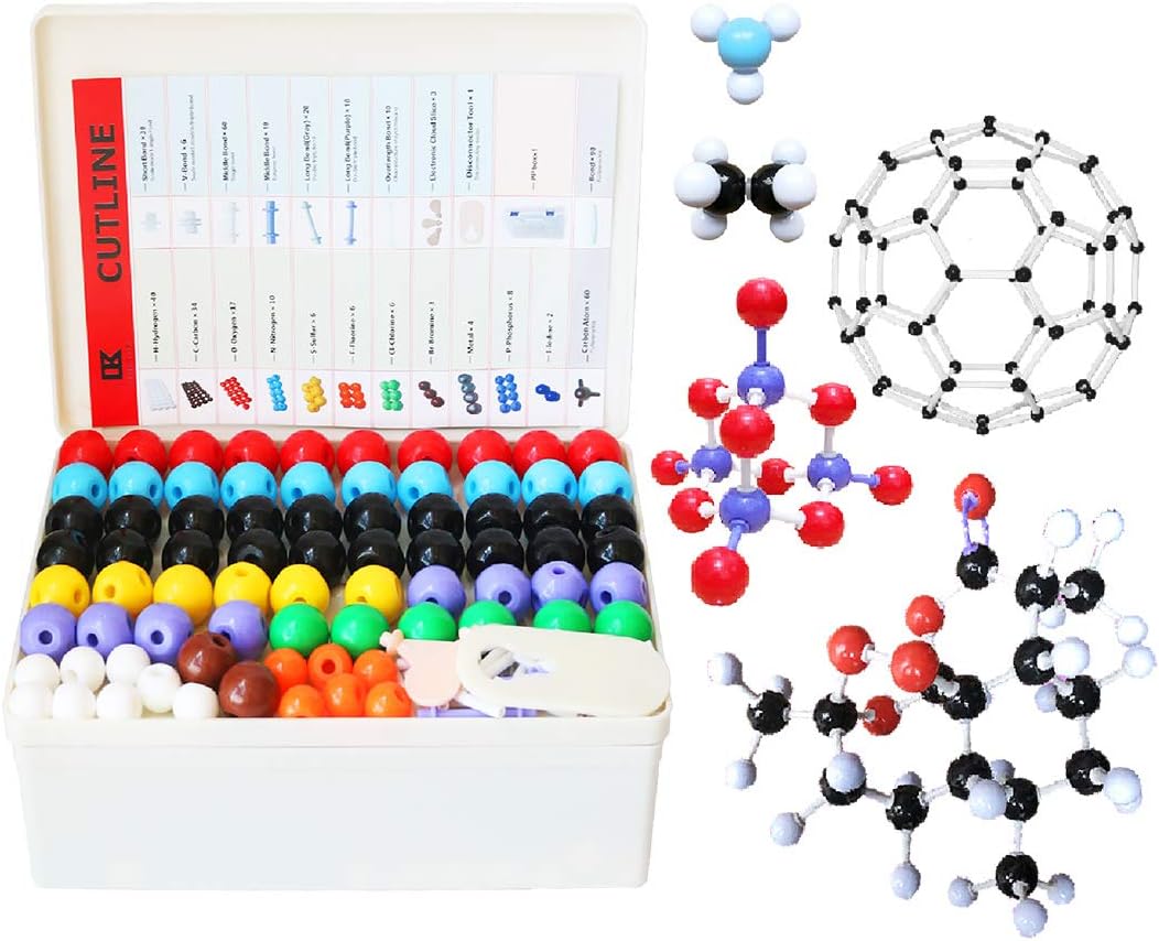 LINKTOR 444pcs Molecular Model Kit Chemistry Inorganic and Organic Structure Instructional Guide Building Atom Links Educational Toys Teaching Learning Set with A Fullerene Set for Teachers Students.