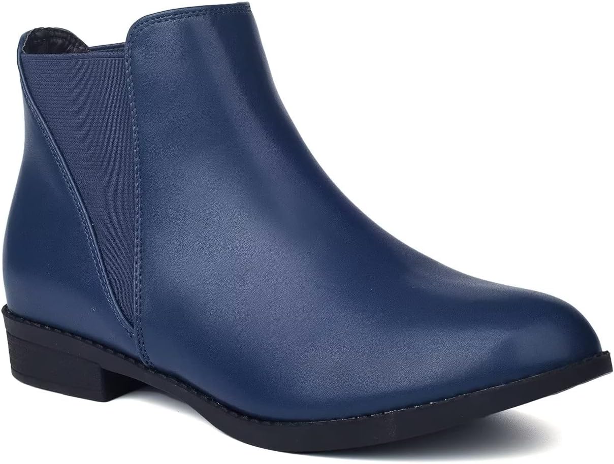 ComeShun Classic Chelsea Boots Low Block Heels Comfort Ankle Boots.