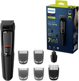 Philips 7-in-1 All-In-One Trimmer, Series 3000 Grooming Kit for Beard & Hair with 7 Attachments, Including Nose Trimmer, Self-Sharpening Blades, UK 3-Pin Plug-MG3720/33.