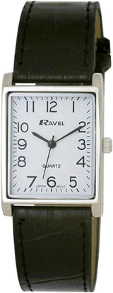 Ravel - Unisex Traditional Rectangular Watch with Clear Numeral Dial.