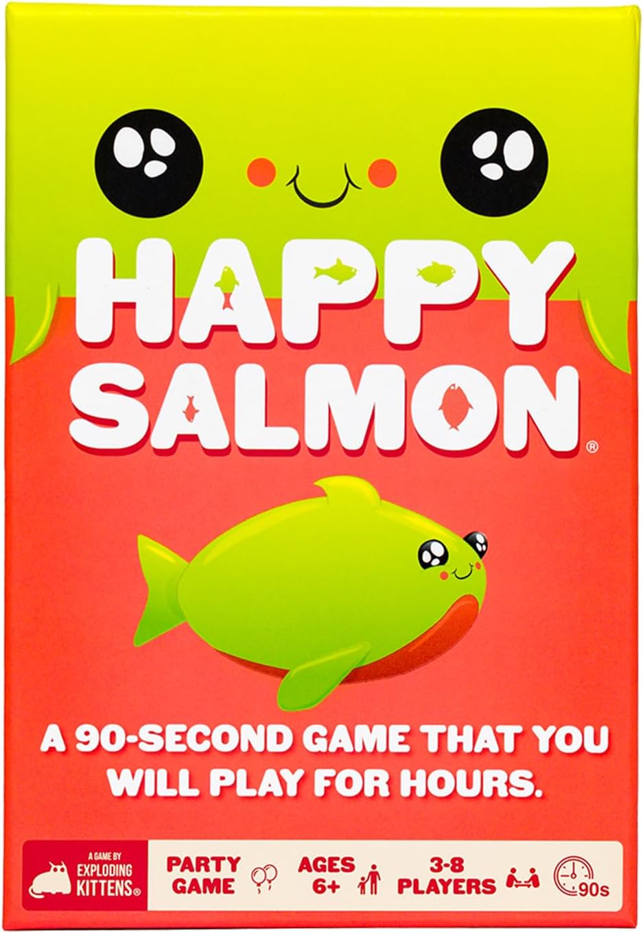 Exploding Kittens Presents Happy Salmon - Card Games for Adults, Teens and Kids, Funny Family Games - 3-8 Players, Ages 6+ - Quick Party Game with 90-Second Rounds, Easy to Learn Matching Card Game.