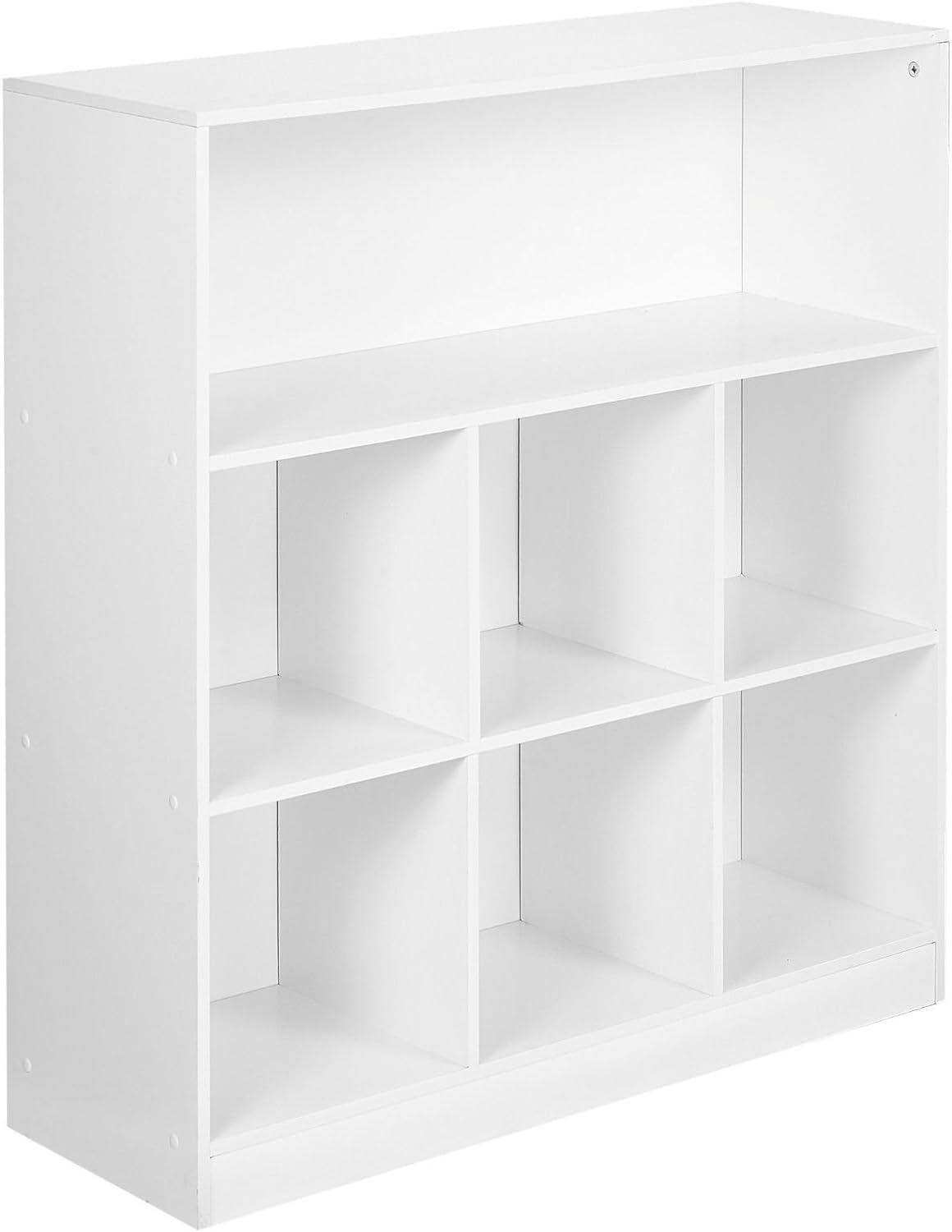 URBNLIVING Wide Wooden 7 Cube Bookcase Storage Unit (Black, Wide).