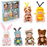 Lotvic Mini Reborn Dolls, 6 Pcs Sleeping Rebirth Dolls with Clothes, Miniature Reborn Doll Toys, Washable Lifelike Newborn Baby Doll, Realistic Small Baby Dolls for Girls Boys Toddlers and Kids Gift.