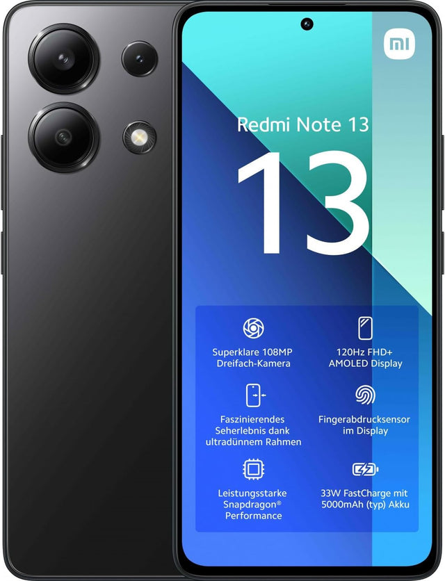 Xiaomi Redmi Note 13 Smartphone 6+128GB - Black (UK Version + 2 Years Warranty).