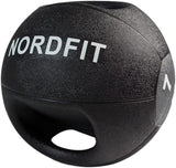 NORDFIT Medicine Balls with Handles – 3kg, 4kg, 5kg, 6kg, 7kg, 8kg, 9kg and 10kg Medicine Ball – Anti-Slip Surface – Low Bounce – Fitness and Home Gym Equipment.