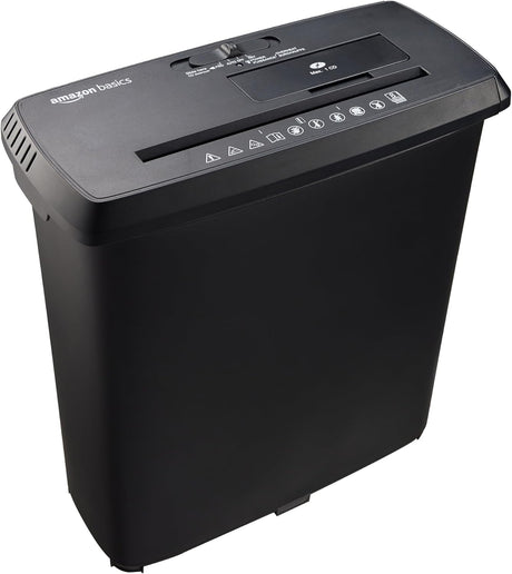 Amazon Basics 5-6 Sheet Cross Cut Paper and Credit Card Shredder with 14.3L Bin for Business & Home Office Use with Reverse Function, Black.