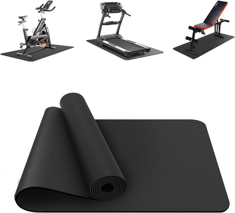 Treadmill Mat, Exercise Equipment Mat Heavy-Duty Protective Floor Mat for Under Stationary Bike, Spin Bike, Fitness Equipment, 180cm x 75cm, Black.