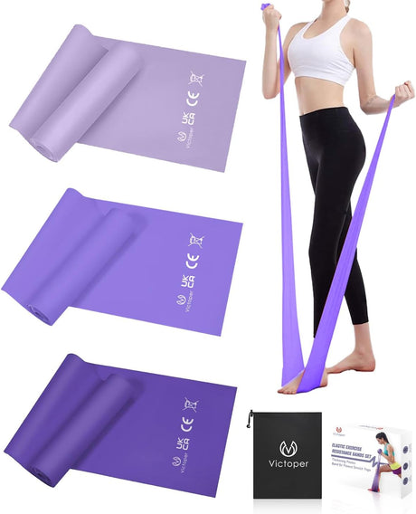 Victoper Resistance Bands, Pilates Band with Different Resistance Levels Elastic Exercise Resistance Bands for Women Men Pilates Resistance Bands to Build Muscle Physio Resistance Yoga Bands.