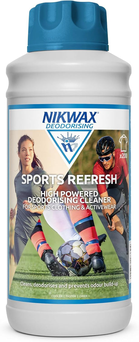 Nikwax SPORTS REFRESH - Sports Wash Detergent & Powerful Odour Eliminator. Deodorising Cleaner for Activewear, Fitness, Gym Clothes, and Sports Kits - Prevents Odour Build-up, Fresh Scent (1 Litre).