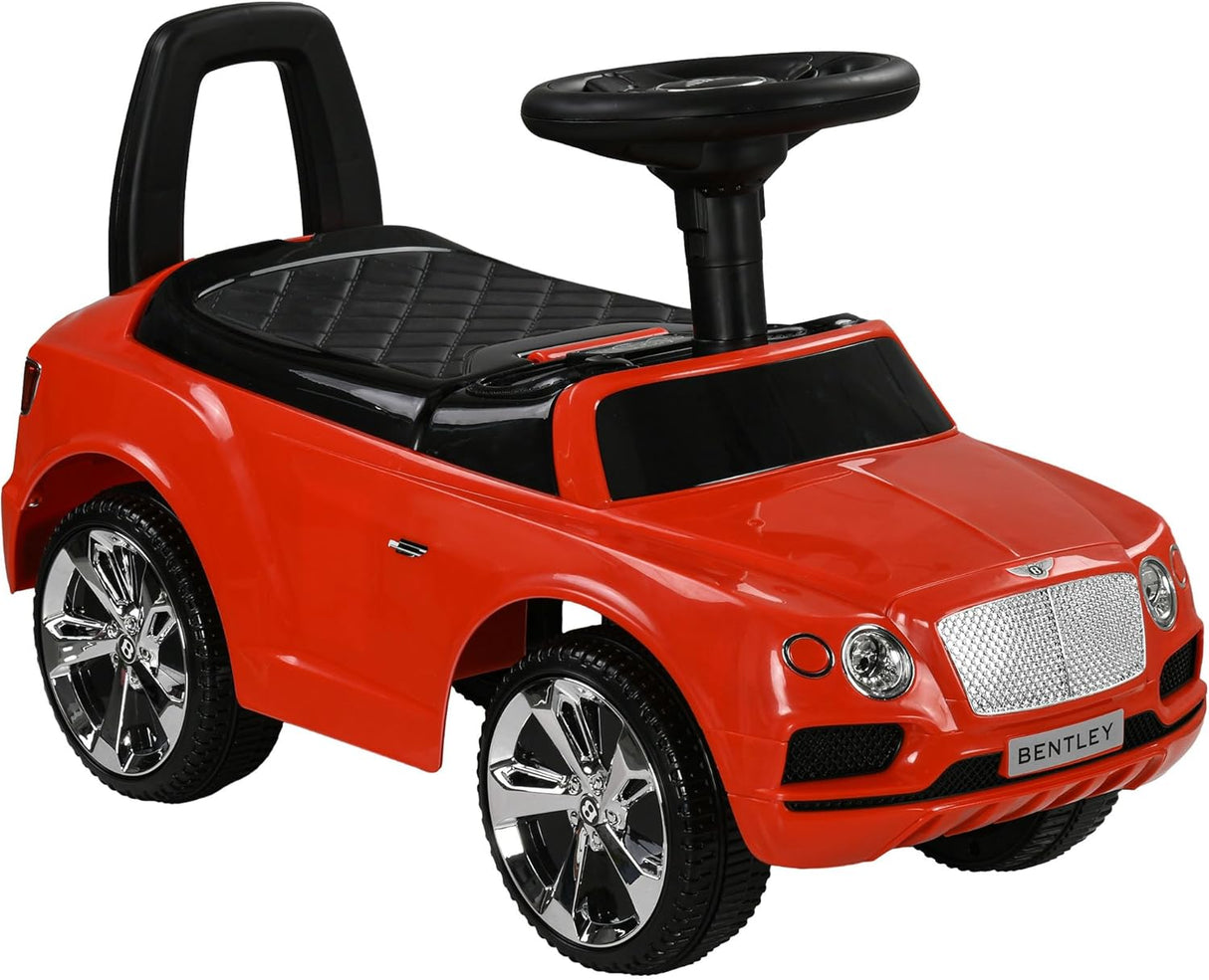 AIYAPLAY Bentley Bentayga Licensed Ride on Car, Foot to Floor Sliding Car Push Along Car with Under Seat Storage, Music Horn, for Toddler from 18 to 36 Months - Red.