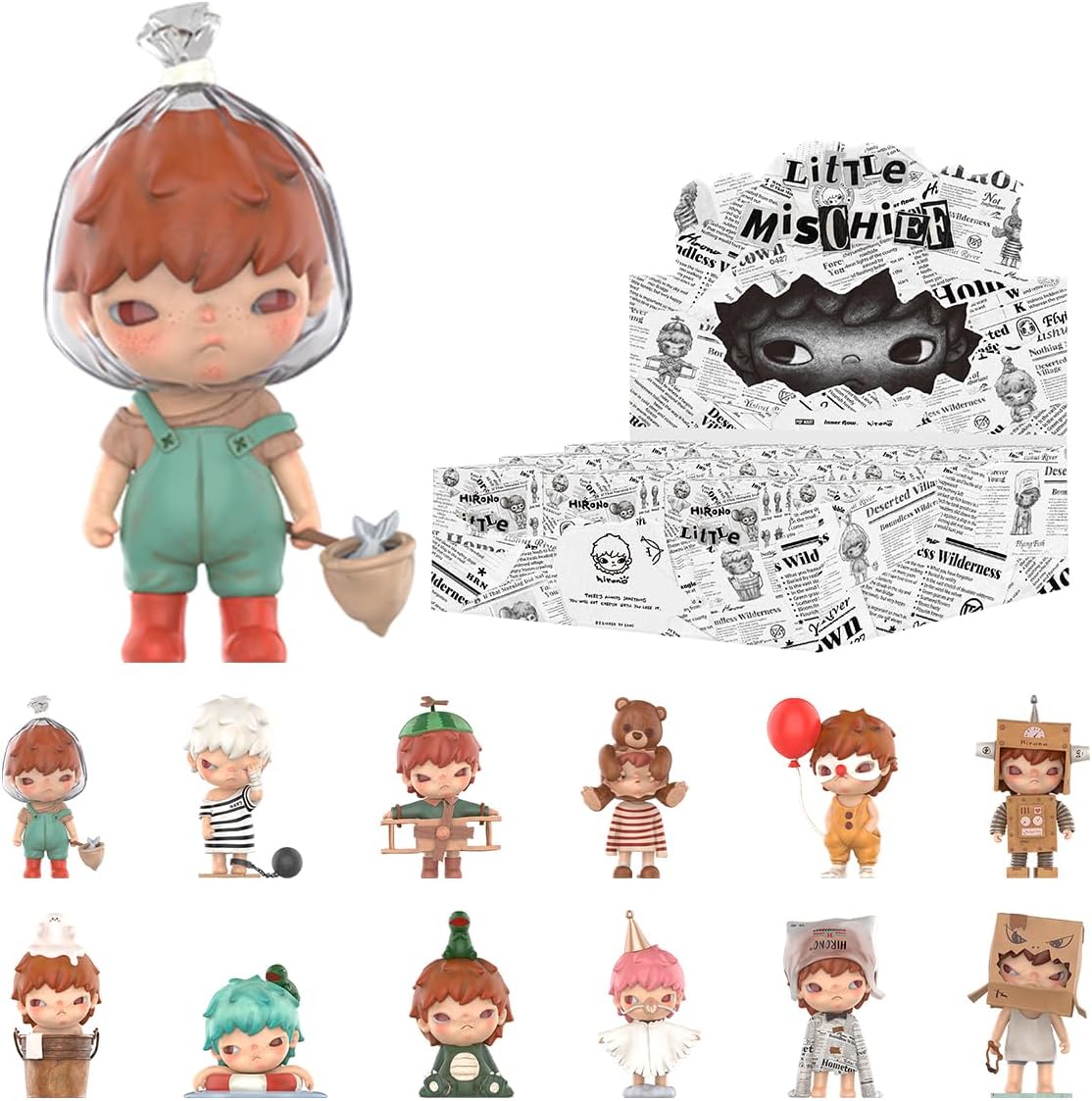 POP MART Hirono Little Mischief Series SET(12Boxes) 2.5 inches Articulated Character Premium Design gifts for women Fan-Favorite Desktop Decoration blind box Collectible Toy Art Toy.