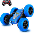 Remote Control Cars, RC Stunt Car Toys for Boys Girls, 2.4Ghz Double Sided 360° Flips Rotating 4WD Off Road Racing RC Car with Led Headlights, Perfect Kids Toys Gifts on Birthday Christmas (Blue).