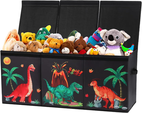 Decalsweet Dinosaur Extra Large Kids Toy Storage Box with Lid,Foldable Oxford Toy Storage Organizer Box for Boys-96×32×40cm-Lightweight Toy Chest with Handles for Bedroom Nursery.