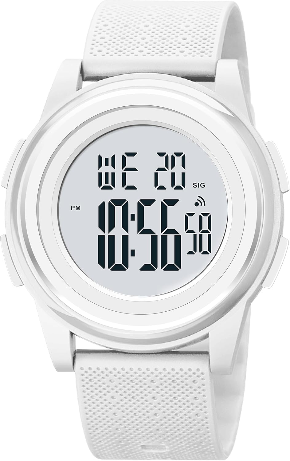 OLAZONE Ultra-Thin Minimalist Sports Waterproof Digital Watches Womens with Wide-Angle Display Rubber Strap Wrist Watch for Womens Teenage Girls White Watch, White, Minimalist.