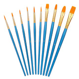 Amazon Basics Art Paint Brush Set, Different Sizes for Artists, Adults & Kids, 10 Count, Blue.