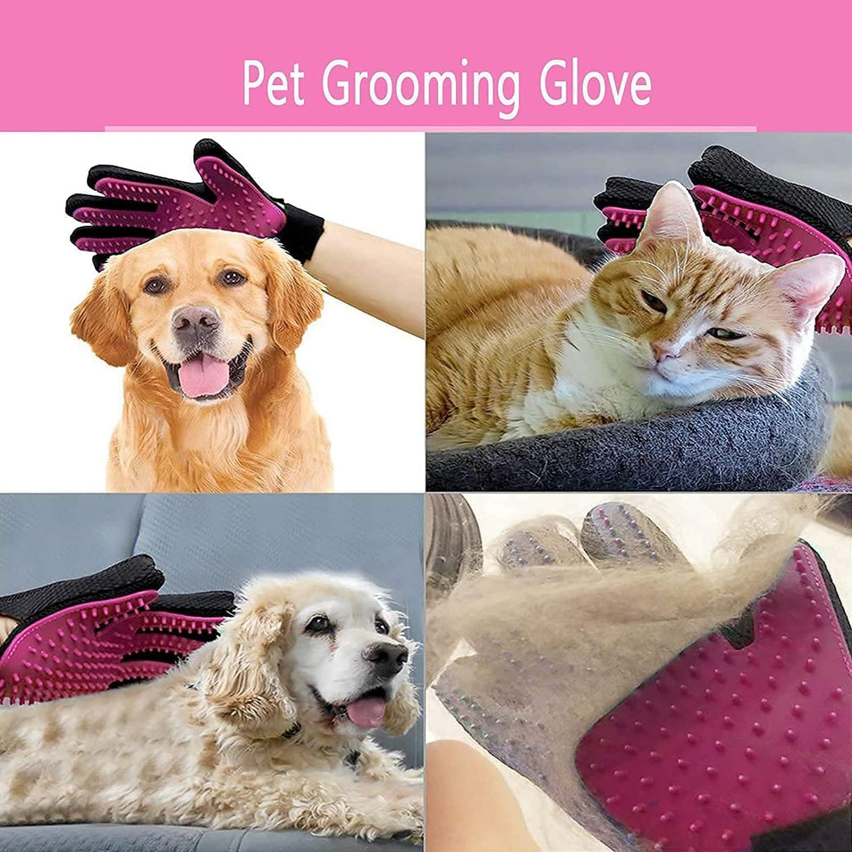 [Upgrade] Pet Dog Cat Grooming Glove,Gentle Deshedding Brush Glove,Efficient Pet Hair Remover Mitt,Massage Tool with Enhanced Five Finger Design,for Dogs,Cats,Rabbits,Horses with Long/Short Fur,1 Pair