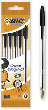 BIC Cristal Original Ballpoint , Comfortable Biro Pens, Medium Point (1.0mm), Assorted Colours, Pack of 10.