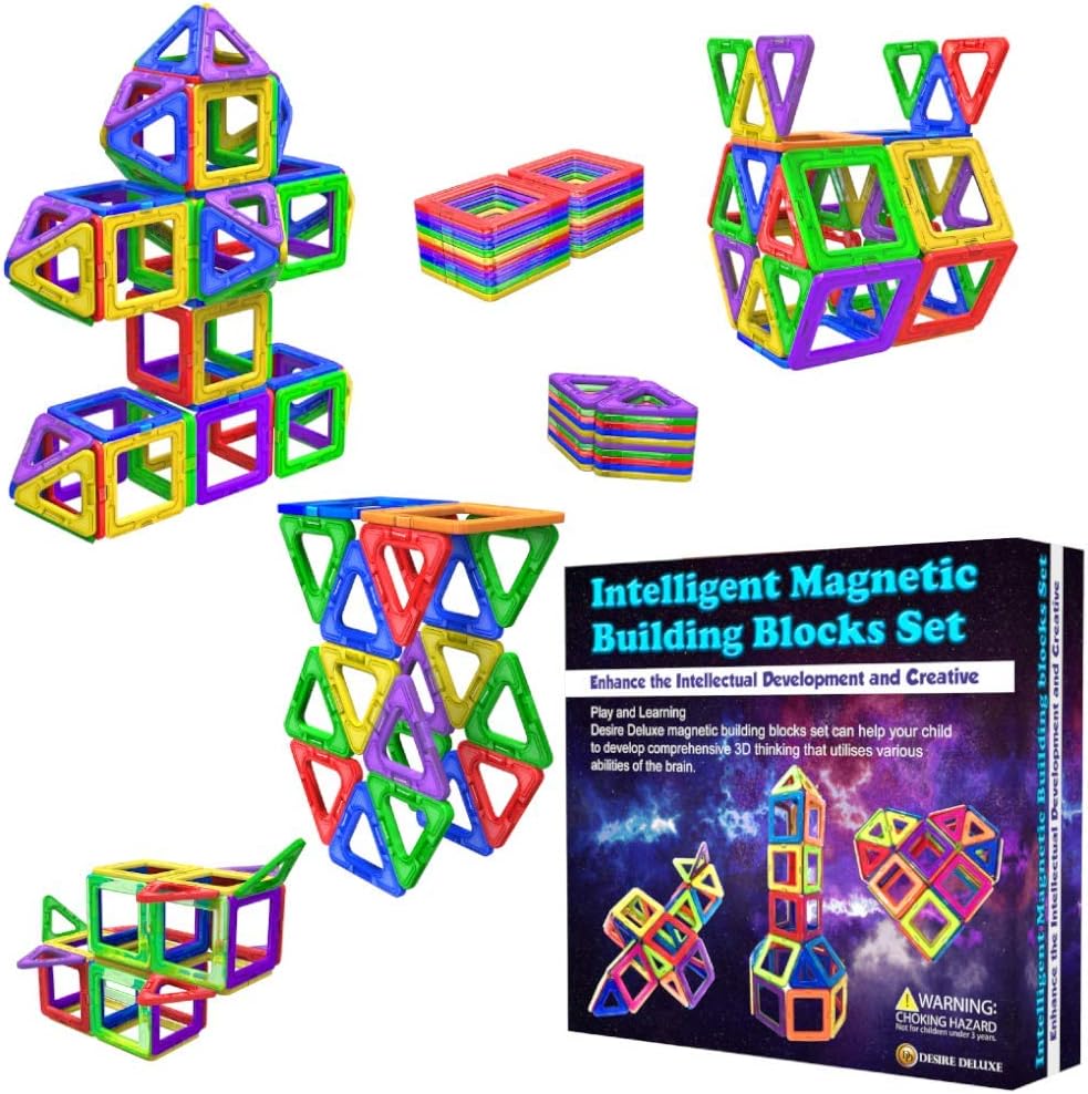 Desire Deluxe Magnetic Building Blocks 40pc Construction Toys Set for Kids Game | STEM Creativity Educational Magnets Toy Blocks for Boys Girls Age 3 4 5 6 7 Year Old.