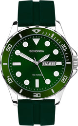 Sekonda Balearic Mens 44mm Quartz Watch with Analogue Day/Date Display, and Rubber Strap.