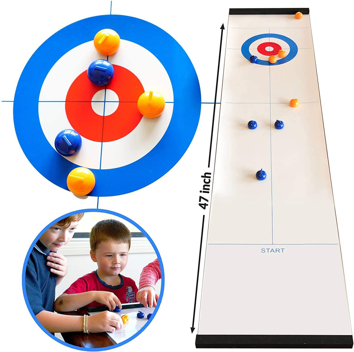 Tabletop Curling Game,Compact Curling Family Games for Kids and Adults Compact Curling Board Game Portable Mini Tabletop Games for Family/School/Travel.