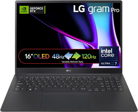 LG gram Pro 2024 16Z90SP 16 inch Ultra-Lightweight OLED Laptop, Intel Core Ultra 7 Processor up to 4.8GHz, NVIDIA Geforce RTX 3050, 16GB RAM, 1TB SSD, Windows 11 Home (Obsidian Black).