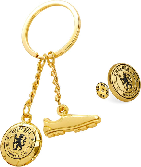 Chelsea F.C. Keyring and Pin Badge Gift Set, Supporters Gear Gifts.