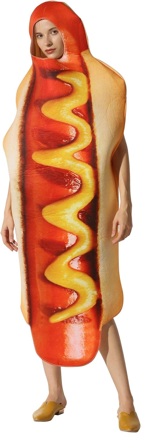 EraSpooky Unisex Food Hot Dog Costume Fancy Dress Halloween Party Funny Outfit for Girls Boys Adult Men Women.