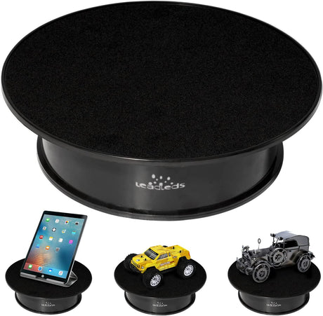 Leadleds 8" Black Velvet Top Motorized Rotating Display Turntable Ideal for Jewelry Hobby Collectible Product.