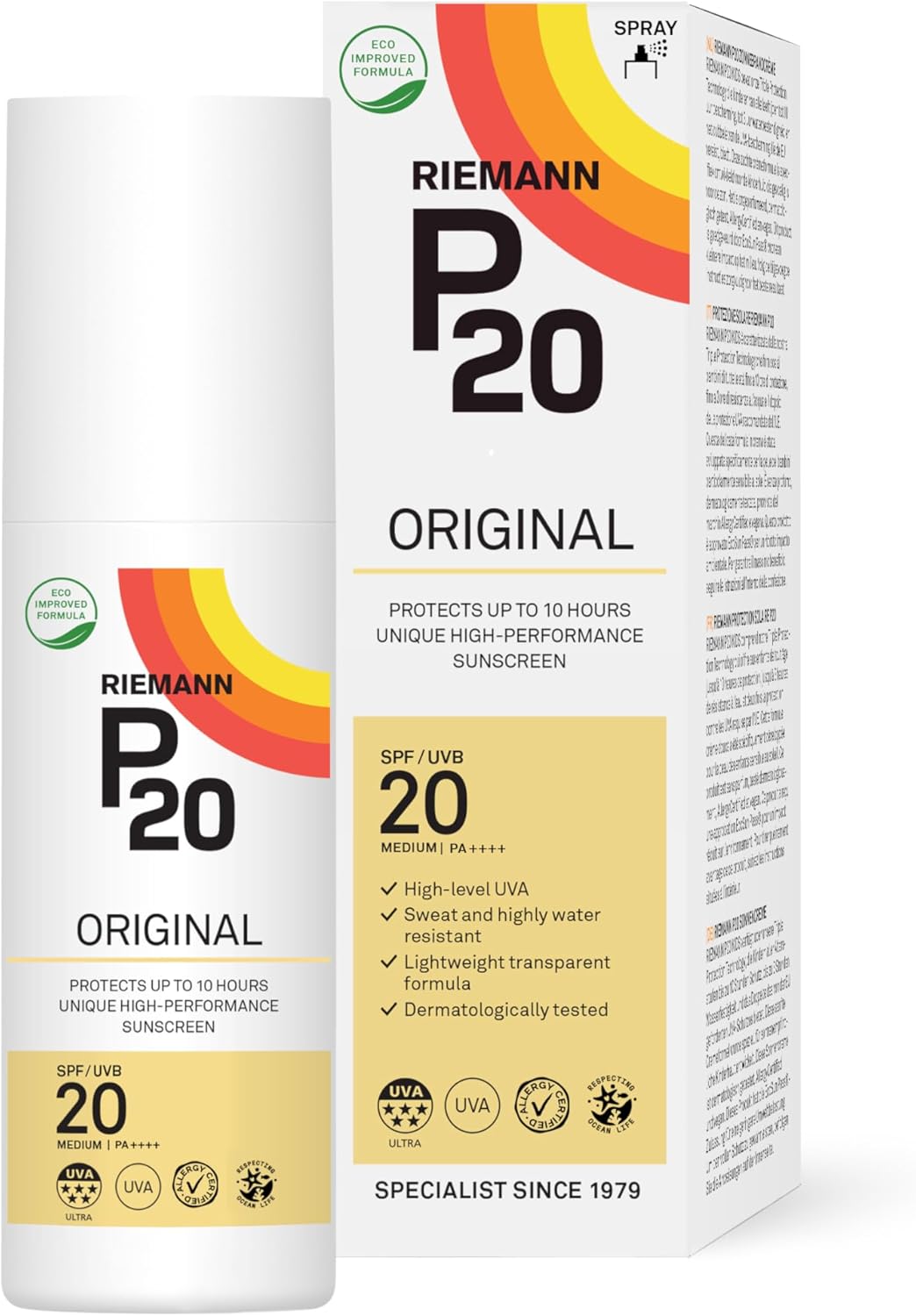 RIEMANN P20 Original SPF30 Spray, 200ml, Advanced Sunscreen Protection High Performance, Triple Protection + Sweat Resistance, Durable Protects up to 10 Hours, Water Resistant,.